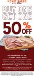 Second ham or turkey slices 50% off at Honeybaked Ham restaurants via promo code 730284 #honeybaked