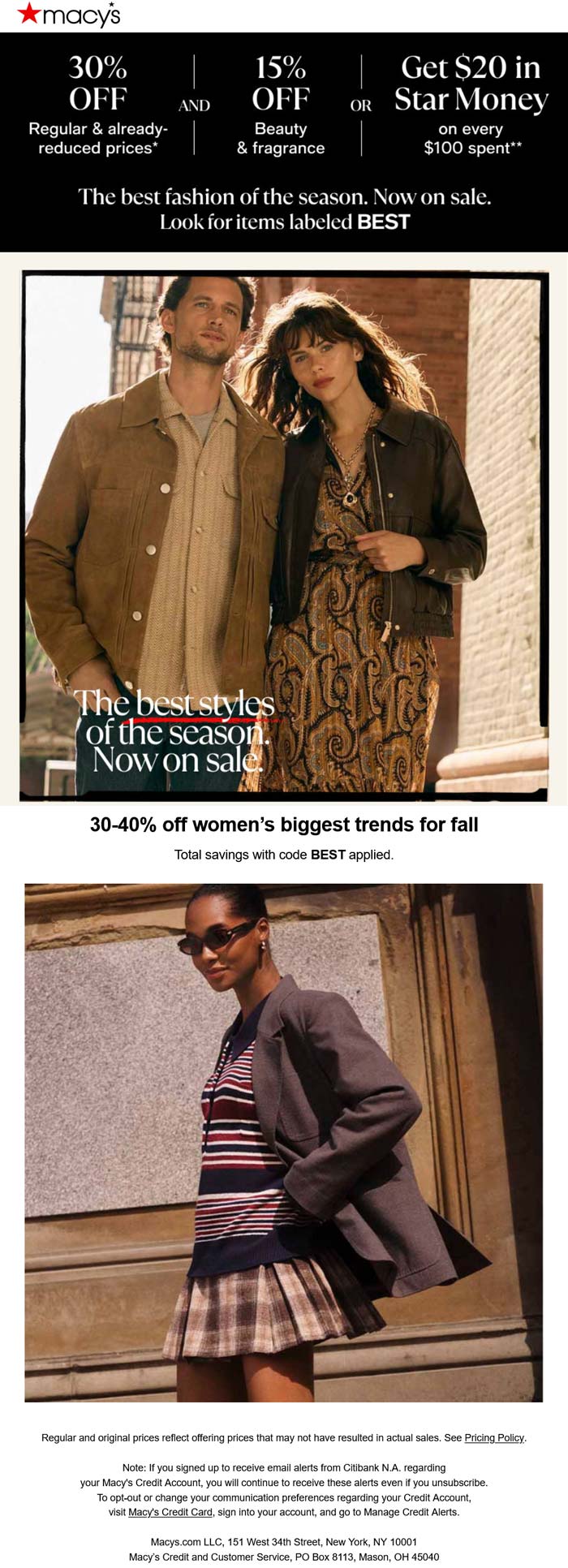 15-30% off at Macys