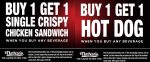Second hot dog or chicken sandwich free at Nathans Famous #nathansfamous Second hot dog or chicken sandwich free at Nathans Famous #nathansfamous