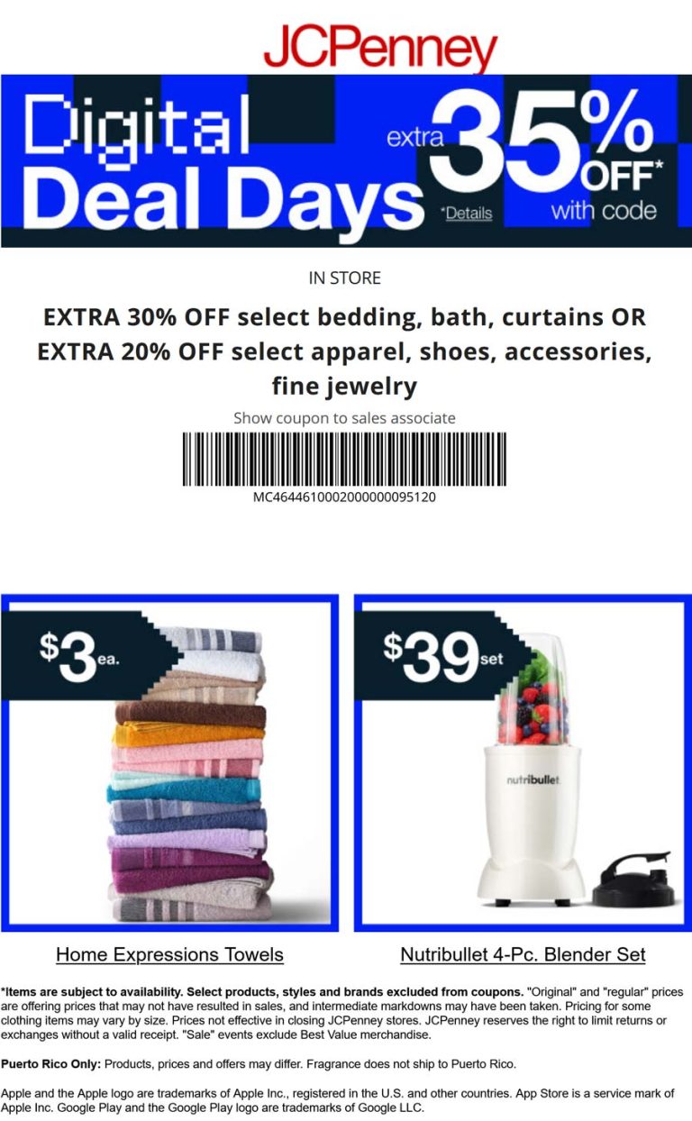 20-30% off at JCPenney, or 35% off online via promo code OCTOBER