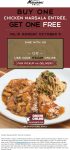 Second chicken marsala free today at Macaroni Grill, or online via promo code ITALIAN #macaronigrill