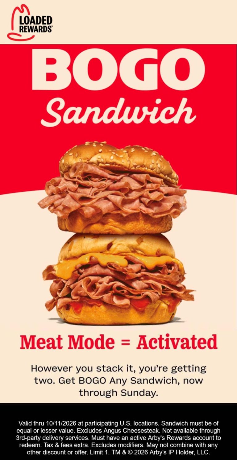 Second sandwich free at Arbys