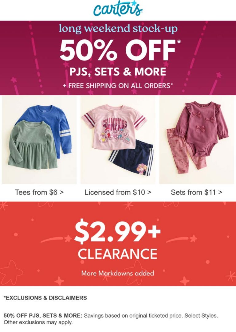 50% off sets & more at Carters