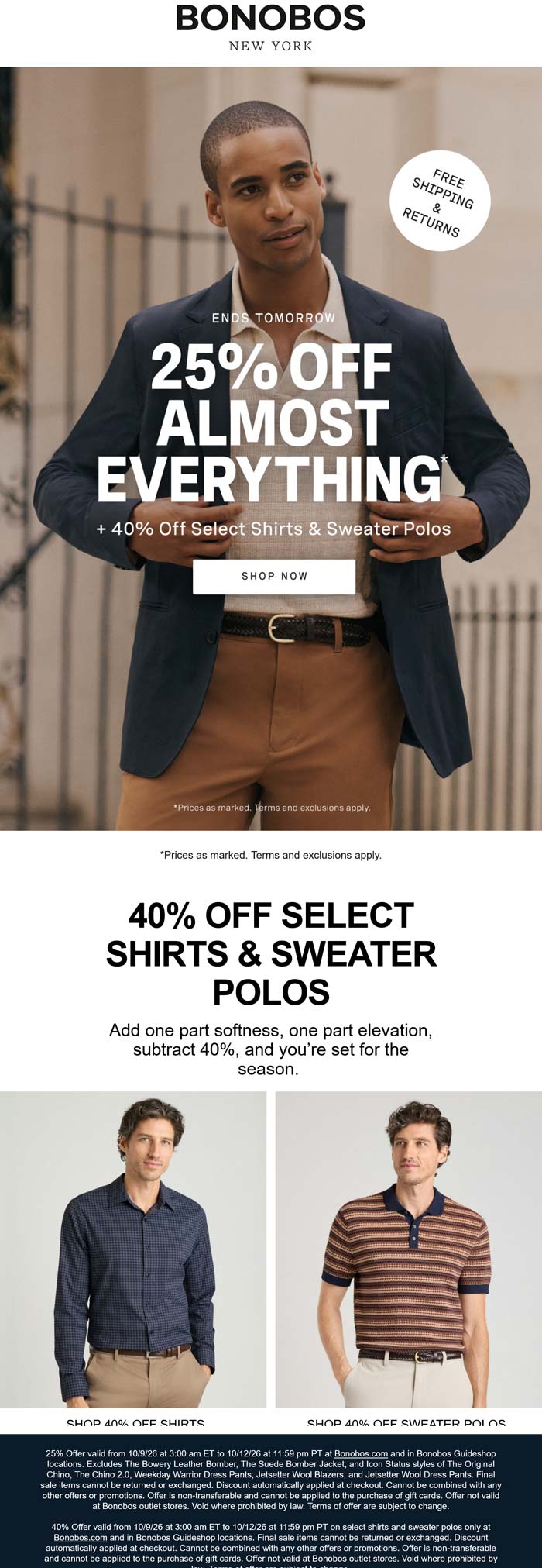 25-40% off everything at Bonobos
