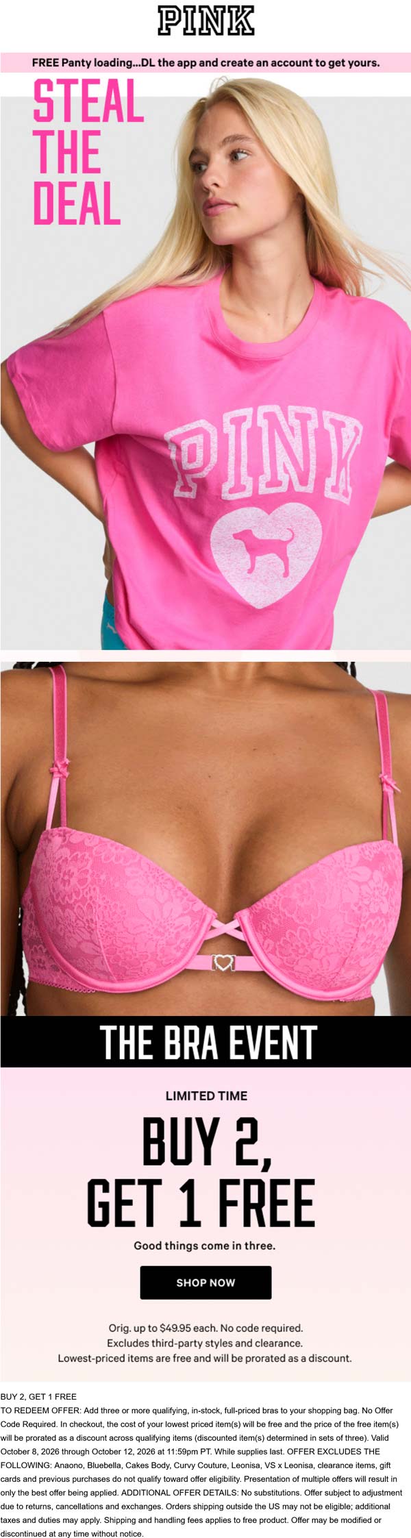 3rd bra free at PINK