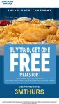 Third meal free today at Long John Silvers via promo code 3MTHURS #longjohnsilvers