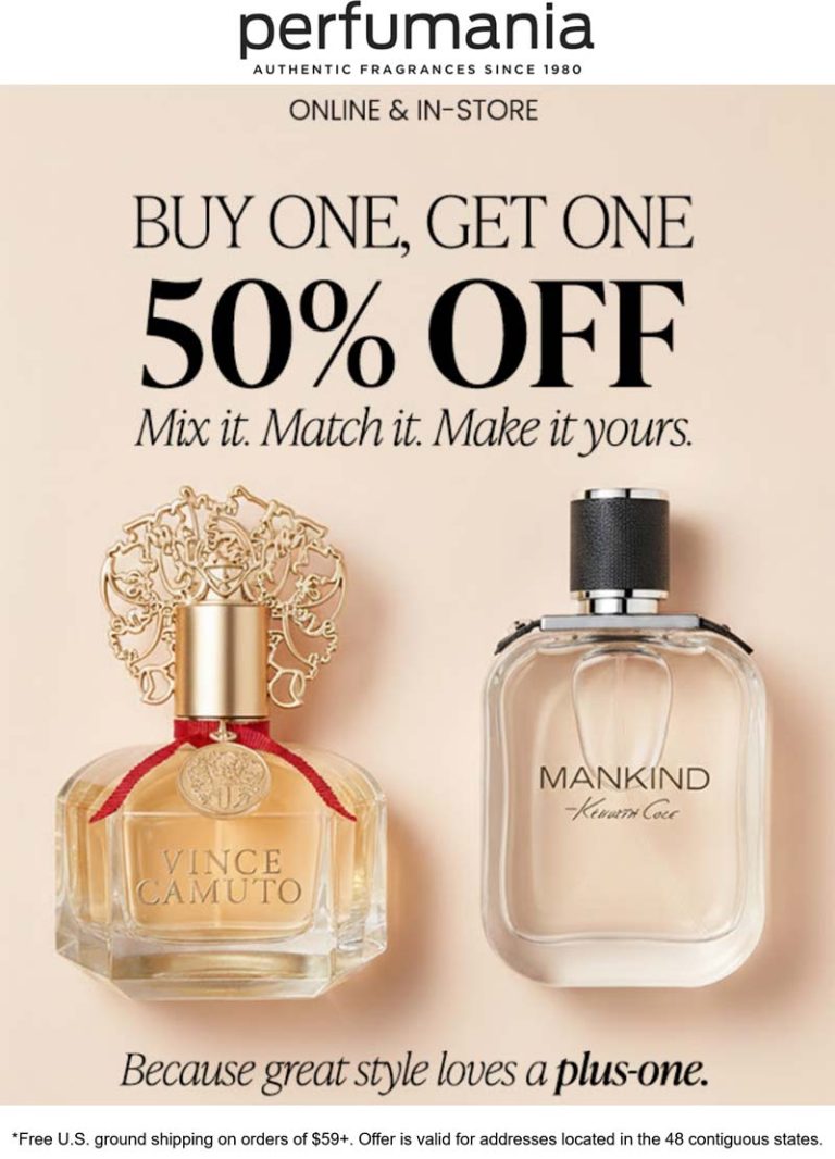 Second fragrance 50% off at Perfumania, ditto online