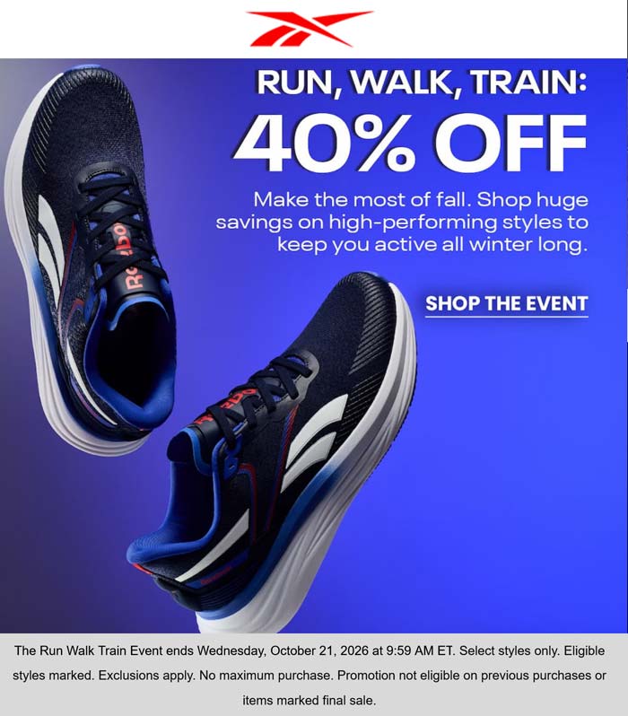 40% off at Reebok
