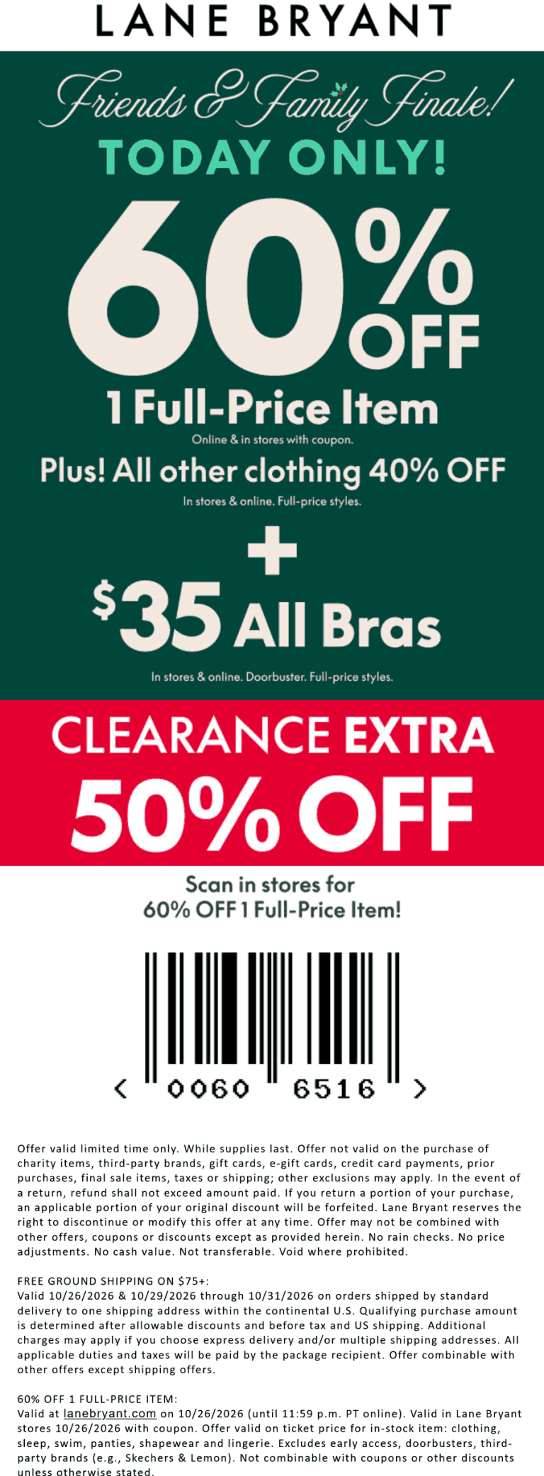 60% off a single item & more today at Lane Bryant