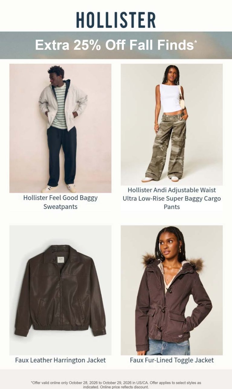 Extra 25% off fall today at Hollister